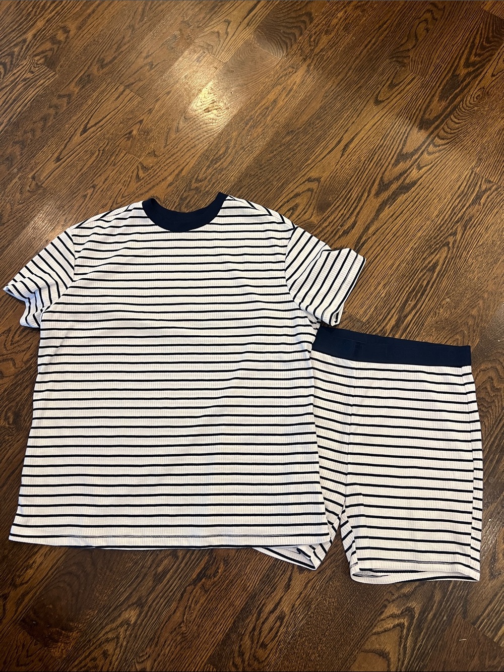 LOFT Navy and White Striped Short Pajama Sleep Set